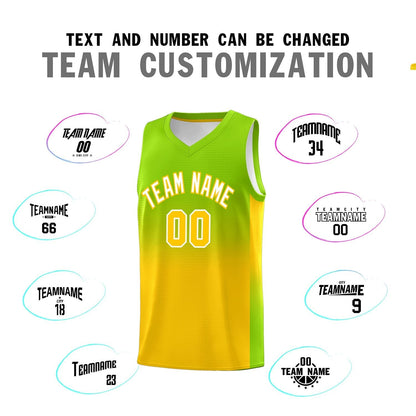 Custom Neon Green Gold Gradient Fashion Sets Sports Uniform Basketball Jersey