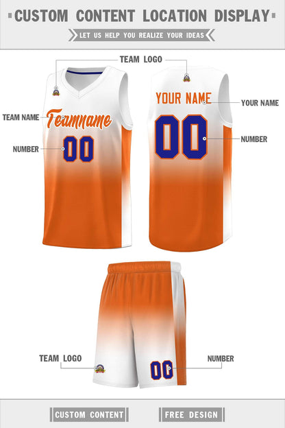 Custom White Orange Gradient Fashion Sets Sports Uniform Basketball Jersey