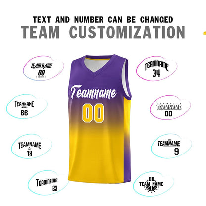 Custom Purple Gold Gradient Fashion Sets Sports Uniform Basketball Jersey