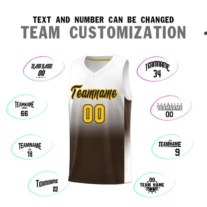 Custom White Brown Gradient Fashion Sets Sports Uniform Basketball Jersey
