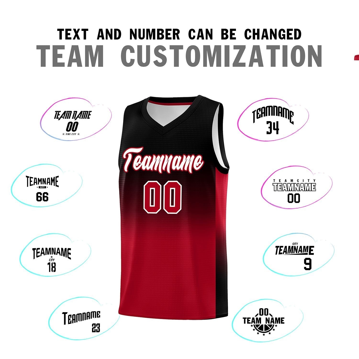 Custom Black Red Gradient Fashion Sets Sports Uniform Basketball Jersey