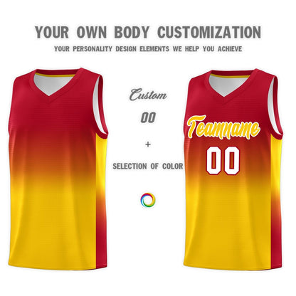 Custom Red Gold Gradient Fashion Sets Sports Uniform Basketball Jersey