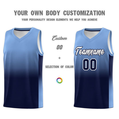Custom Light Blue Navy Gradient Fashion Sets Sports Uniform Basketball Jersey