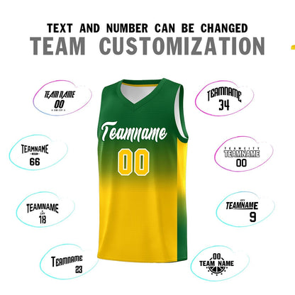 Custom Kelly Green Gold Gradient Fashion Sets Sports Uniform Basketball Jersey