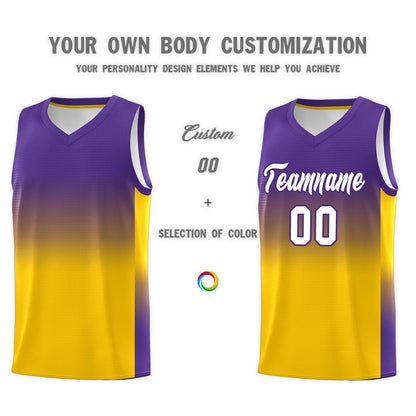 Custom Purple Gold Gradient Fashion Sets Sports Uniform Basketball Jersey