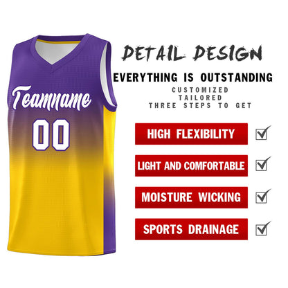 Custom Purple Gold Gradient Fashion Sets Sports Uniform Basketball Jersey