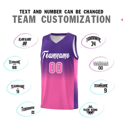 Custom Purple Pink Gradient Fashion Sets Sports Uniform Basketball Jersey