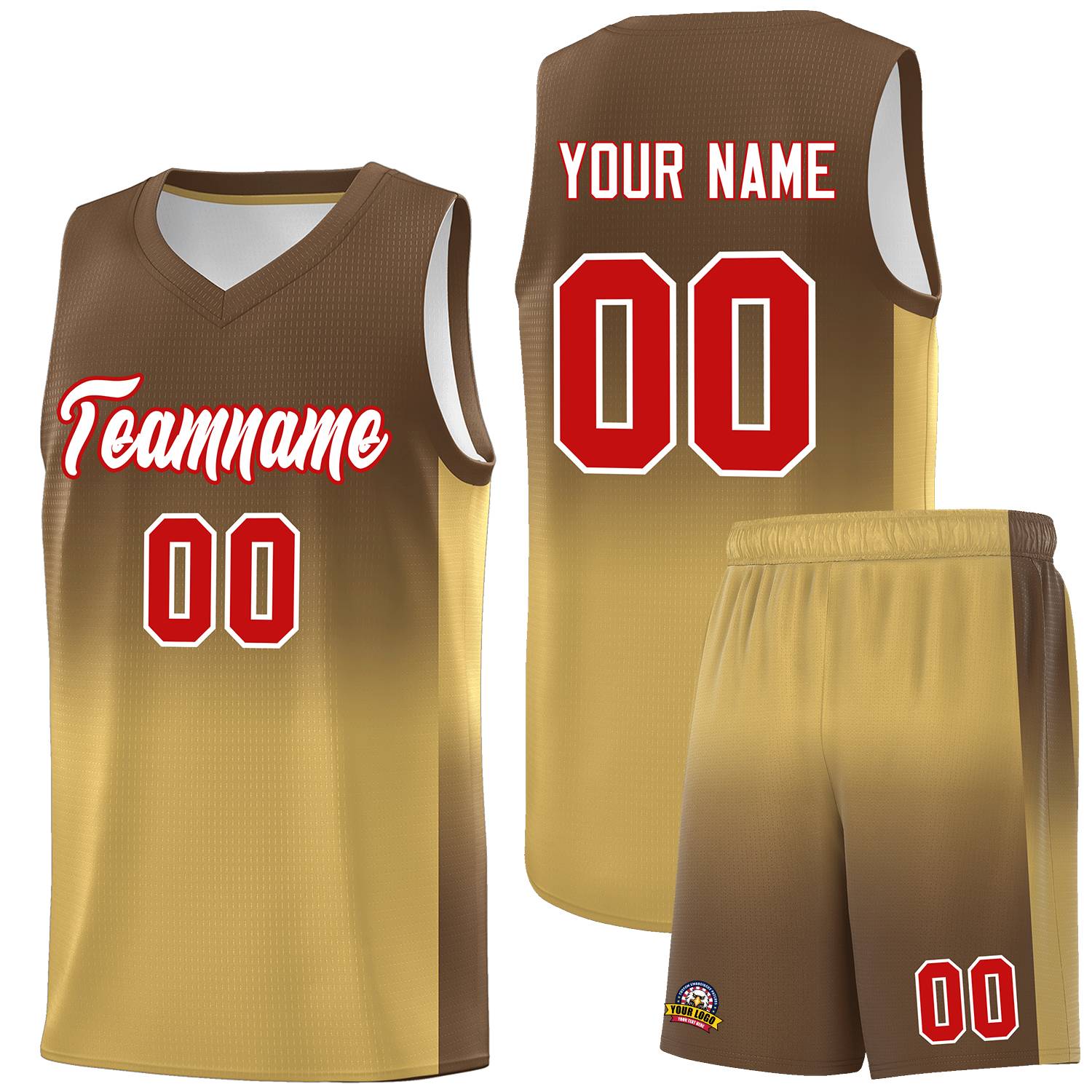 Custom Light Brown Old Gold Gradient Fashion Sets Sports Uniform Basketball Jersey