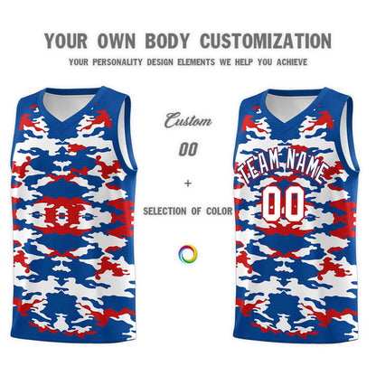 Custom Royal Red-White Personalized Camo Sets Sports Uniform Basketball Jersey