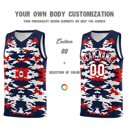 Custom Navy Red-White Personalized Camo Sets Sports Uniform Basketball Jersey