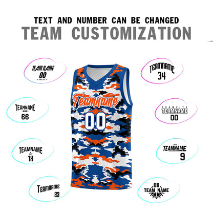 Custom Royal Orange-Black-White Personalized Camo Sets Sports Uniform Basketball Jersey