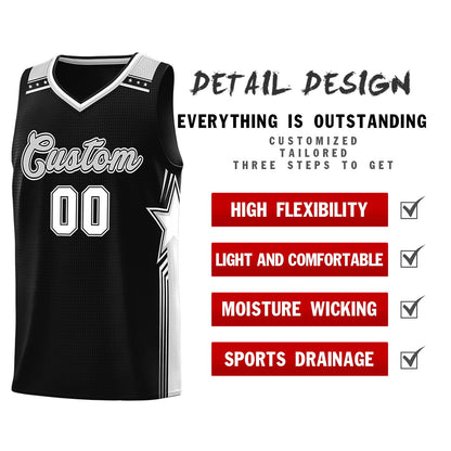 Custom Black Gray Star Graffiti Pattern Sports Uniform Basketball Jersey