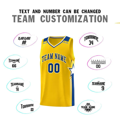 Custom Gold Royal Star Graffiti Pattern Sports Uniform Basketball Jersey