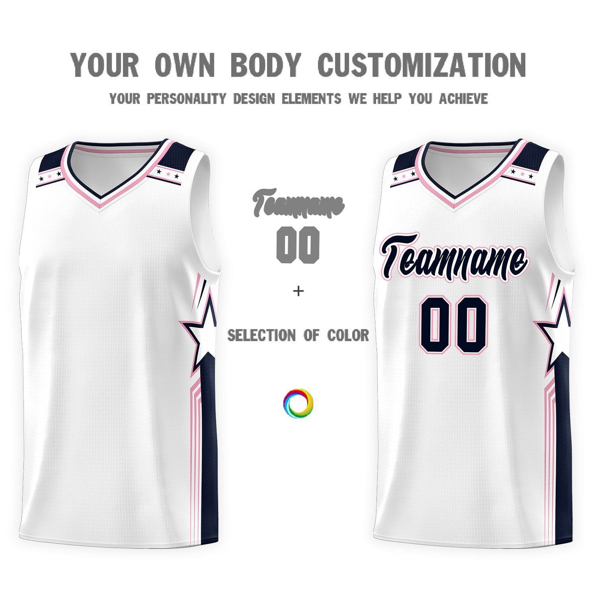 Custom White Navy Star Graffiti Pattern Sports Uniform Basketball Jersey