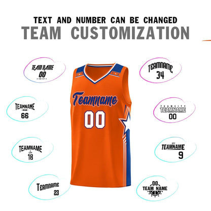 Custom Orange Aqua Star Graffiti Pattern Sports Uniform Basketball Jersey