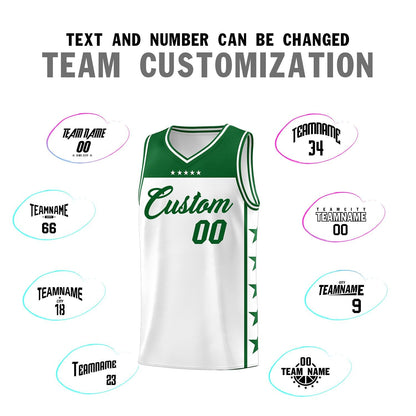 Custom White Kelly Green Color Block Sets Sports Uniform Basketball Jersey