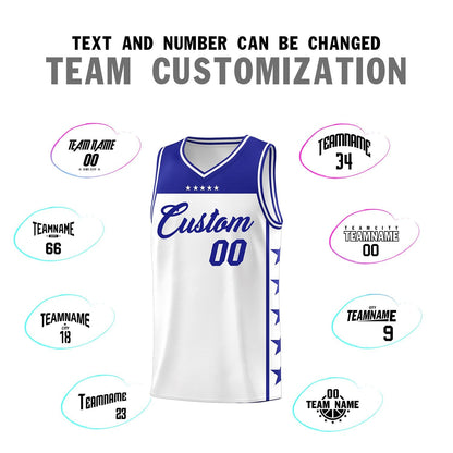 Custom White Royal Color Block Sets Sports Uniform Basketball Jersey