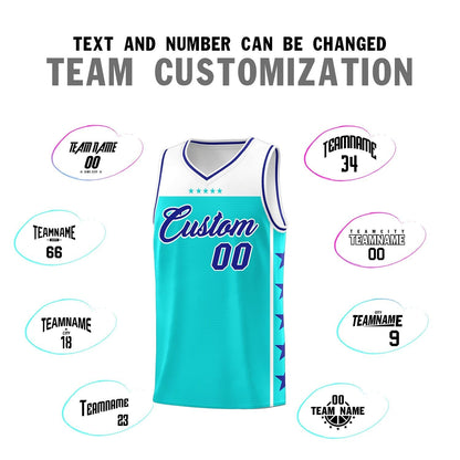 Custom Sky Blue Royal Color Block Sets Sports Uniform Basketball Jersey