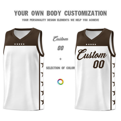 Custom White Brown Color Block Sets Sports Uniform Basketball Jersey