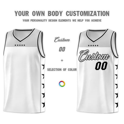 Custom White Gray Color Block Sets Sports Uniform Basketball Jersey