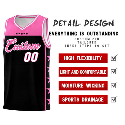 Custom Black Pink Color Block Sets Sports Uniform Basketball Jersey