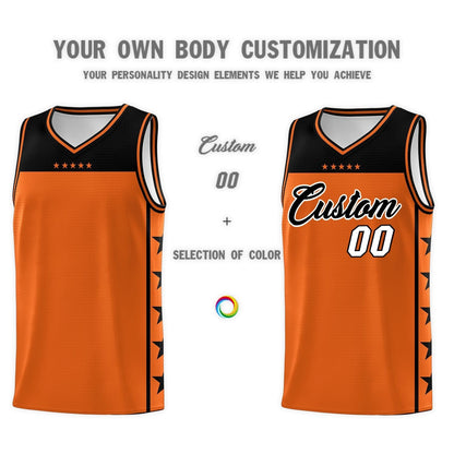 Custom Orange Black Color Block Sets Sports Uniform Basketball Jersey
