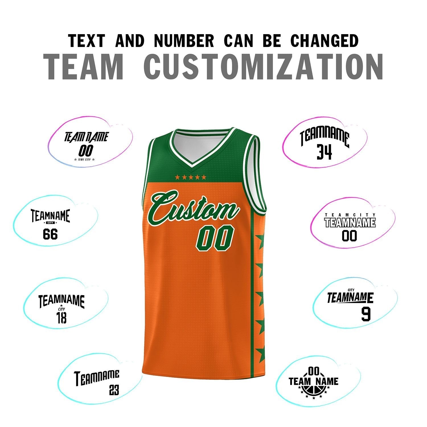 Custom Orange Kelly Green Color Block Sets Sports Uniform Basketball Jersey