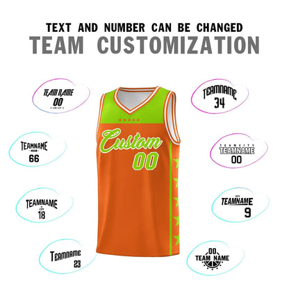Custom Orange Neon Green Color Block Sets Sports Uniform Basketball Jersey