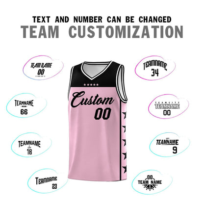 Custom Light Pink Black Color Block Sets Sports Uniform Basketball Jersey