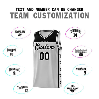Custom Gray Black Color Block Sets Sports Uniform Basketball Jersey