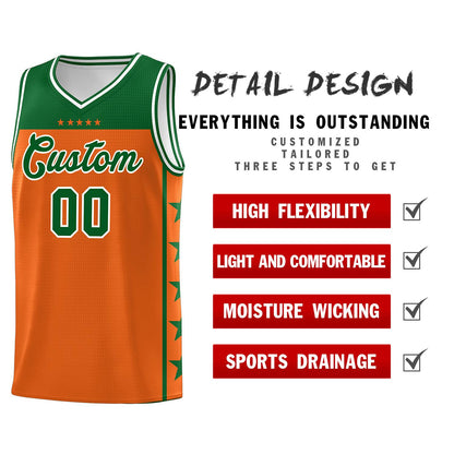 Custom Orange Kelly Green Color Block Sets Sports Uniform Basketball Jersey