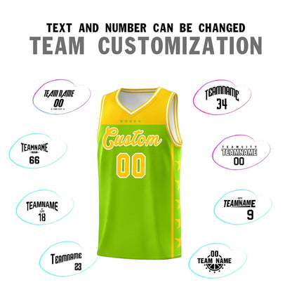 Custom Neon Green Yellow Color Block Sets Sports Uniform Basketball Jersey