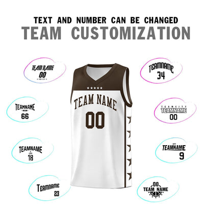 Custom White Brown Color Block Sets Sports Uniform Basketball Jersey