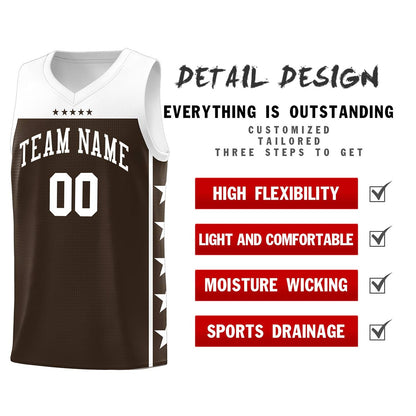 Custom Brown White Color Block Sets Sports Uniform Basketball Jersey
