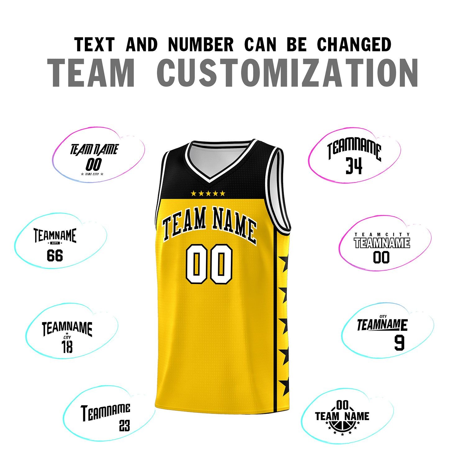 Custom Gold Black Color Block Sets Sports Uniform Basketball Jersey