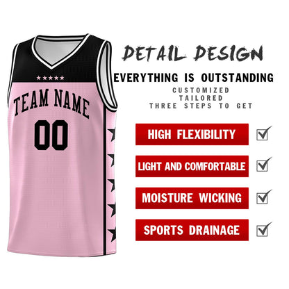 Custom Light Pink Black Color Block Sets Sports Uniform Basketball Jersey
