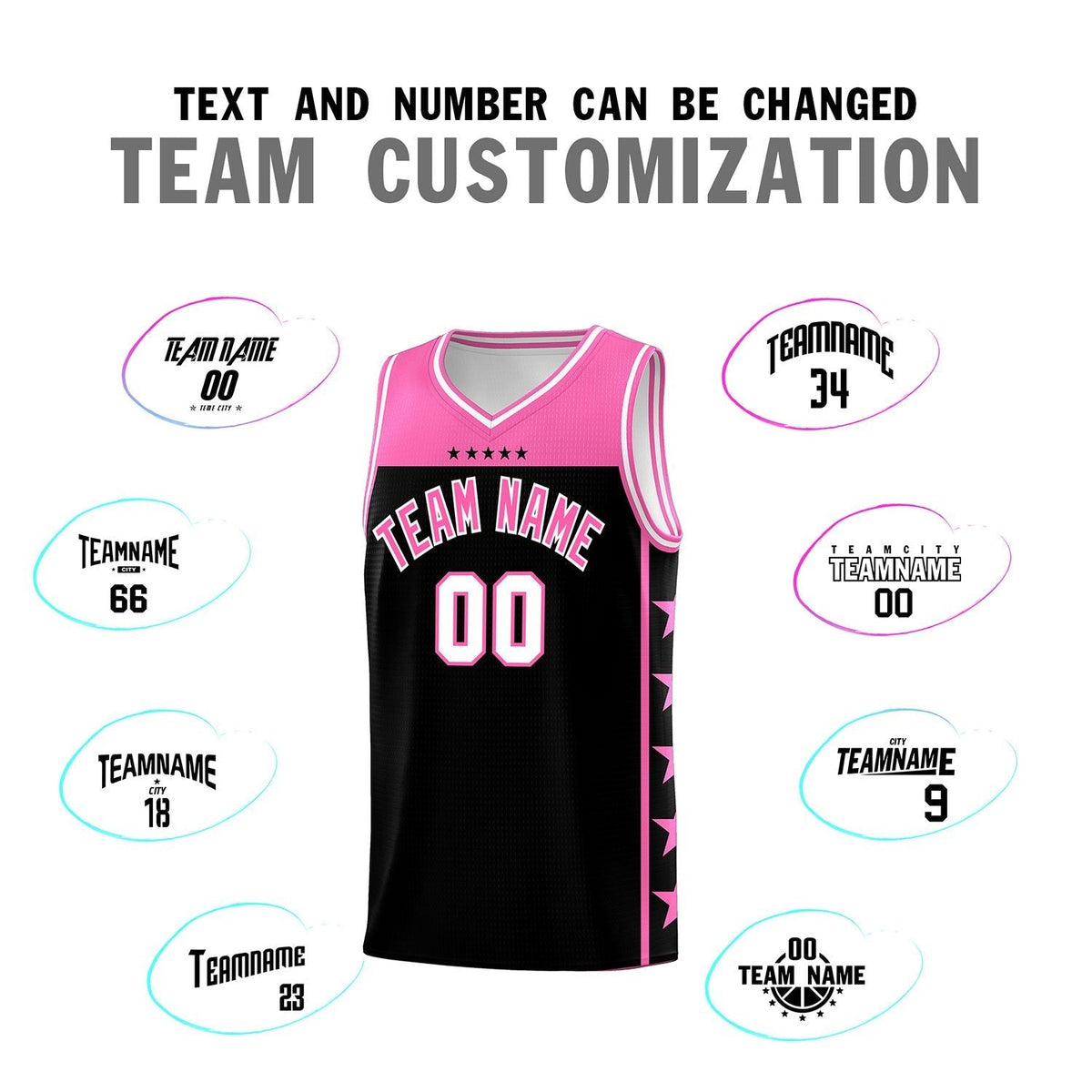 Custom Black Pink Color Block Sets Sports Uniform Basketball Jersey