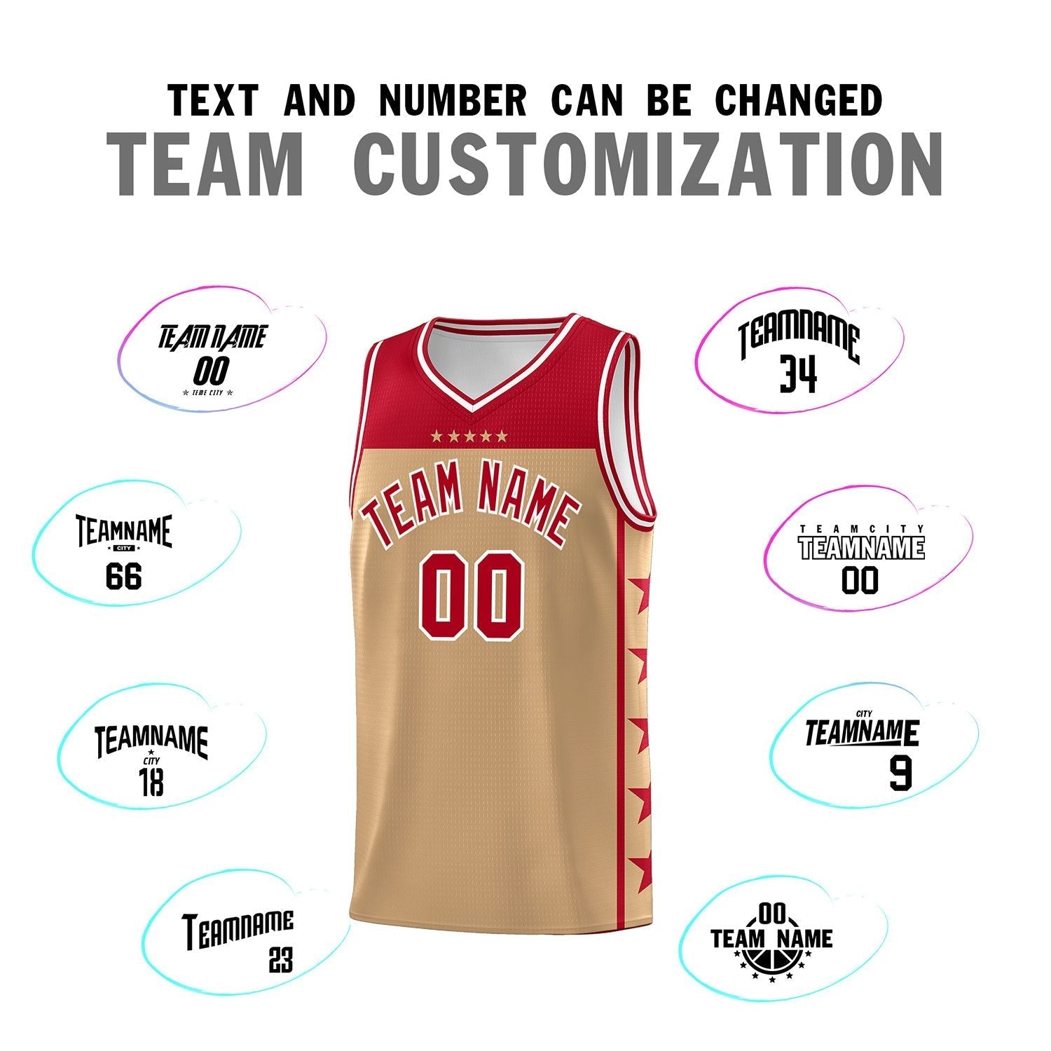 Custom Old Gold Red Color Block Sets Sports Uniform Basketball Jersey