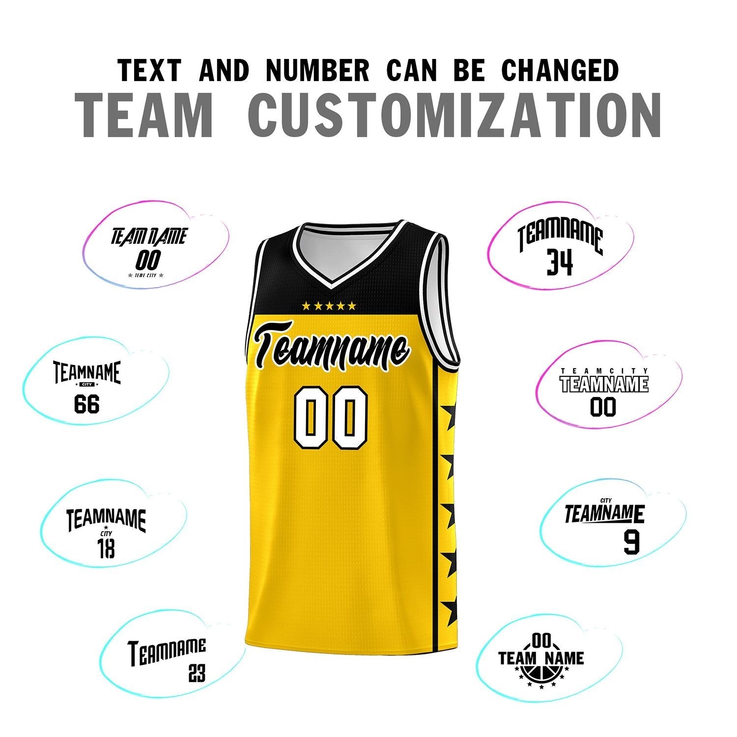 Custom Gold Black Color Block Sets Sports Uniform Basketball Jersey