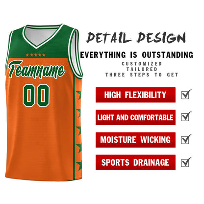 Custom Orange Kelly Green Color Block Sets Sports Uniform Basketball Jersey
