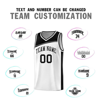 Custom White Black Color Block Sports Uniform Basketball Jersey