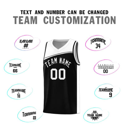 Custom Black White Color Block Sports Uniform Basketball Jersey