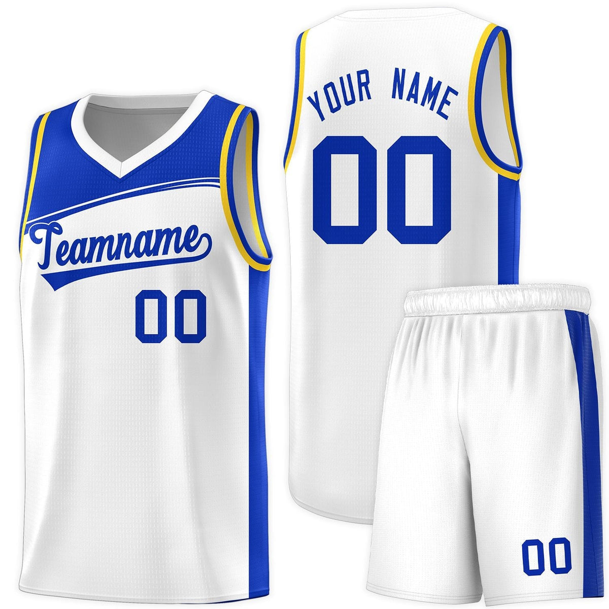 Custom White Royal Color Block Sports Uniform Basketball Jersey