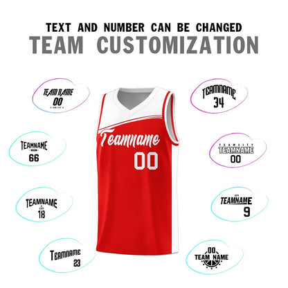 Custom Red White Color Block Sports Uniform Basketball Jersey