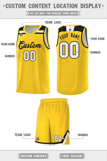 Custom Gold Black-White Classic Sports Uniform Basketball Jersey