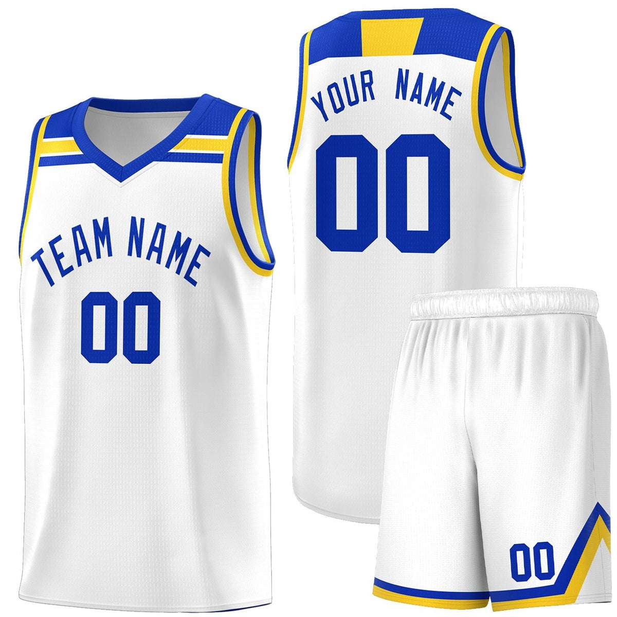 Custom White Royal-Gold Classic Sports Uniform Basketball Jersey