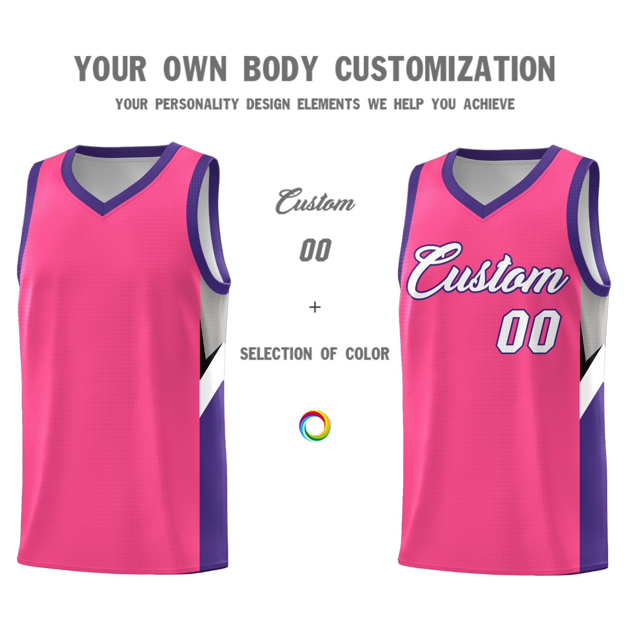 Custom Pink Purple Side Design Sets Sports Uniform Basketball Jersey