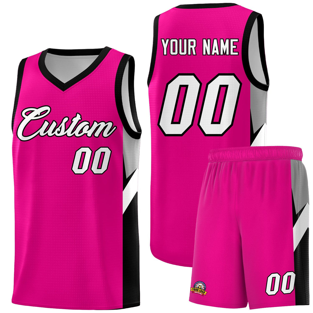 Custom Pink Black Side Design Sets Sports Uniform Basketball Jersey