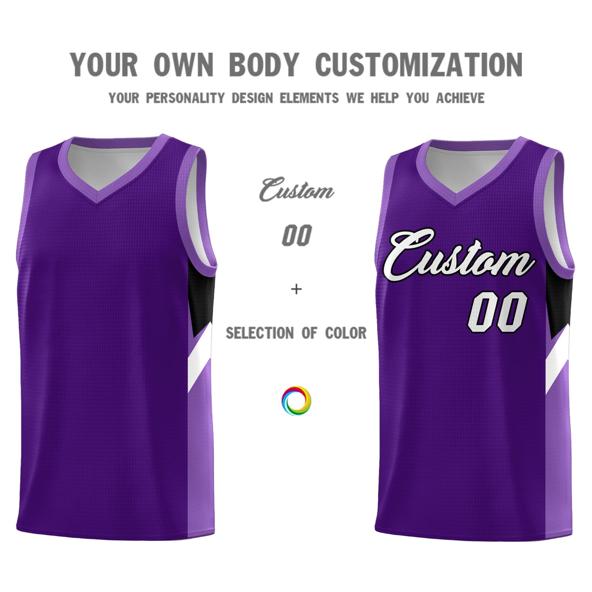 Custom Purple Light Purple Side Design Sets Sports Uniform Basketball Jersey