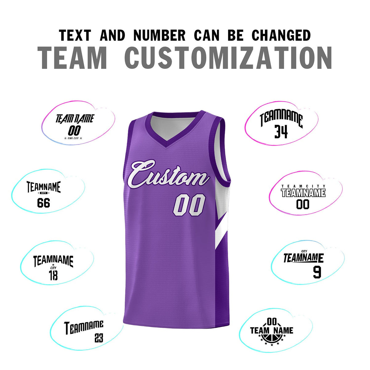 Custom Light Purple Purple Side Design Sets Sports Uniform Basketball Jersey